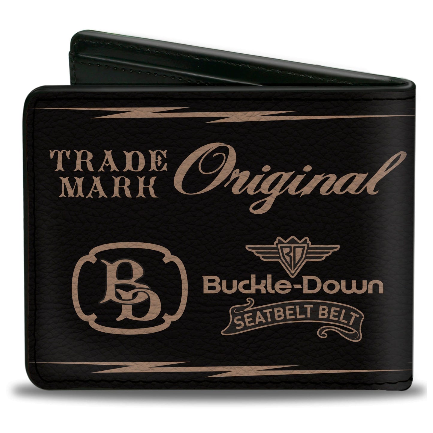 Bi-Fold Wallet - Buckle-Down Skull LIVE FAST AS LIGHTNING Black Light Orange