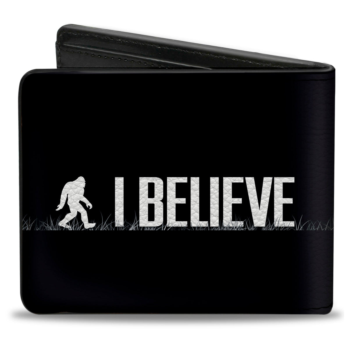 Bi-Fold Wallet - Bigfoot Silhouette I BELIEVE Black Gray White
