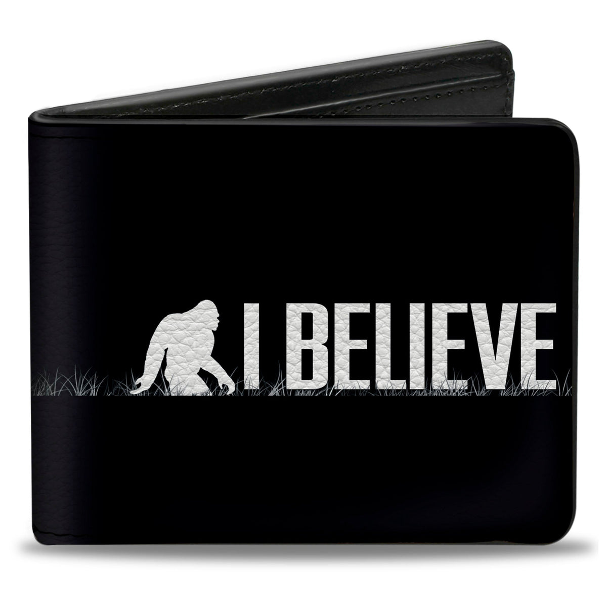 Bi-Fold Wallet - Bigfoot Silhouette I BELIEVE Black Gray White