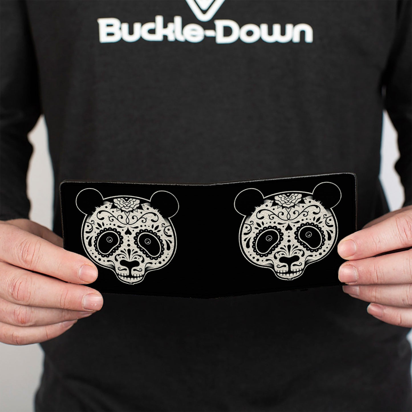 Bi-Fold Wallet - Panda Bear Sugar Skull Black White