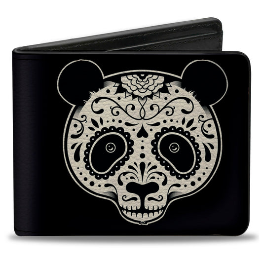 Bi-Fold Wallet - Panda Bear Sugar Skull Black White