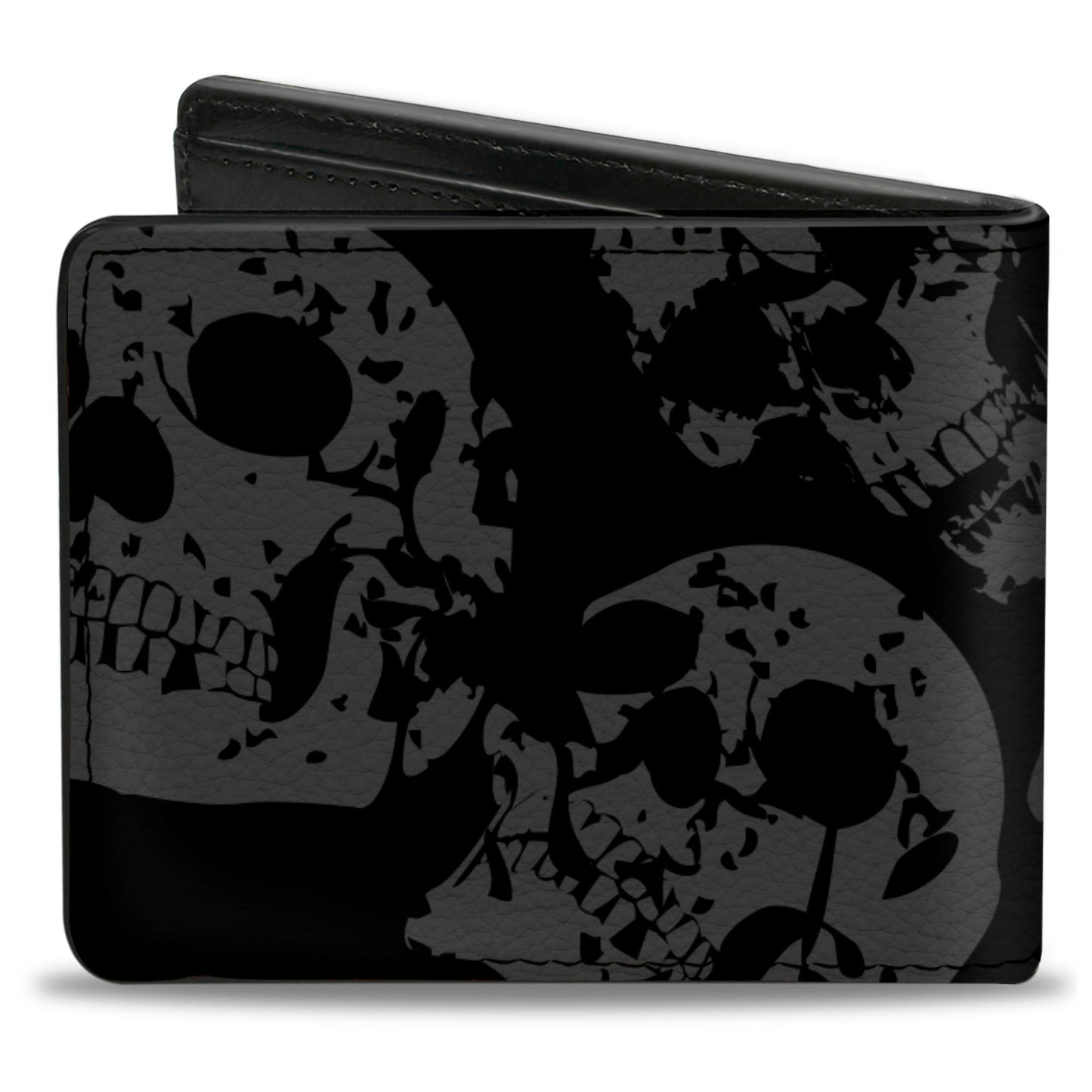 Bi-Fold Wallet - Skulls Stacked Weathered Black Gray