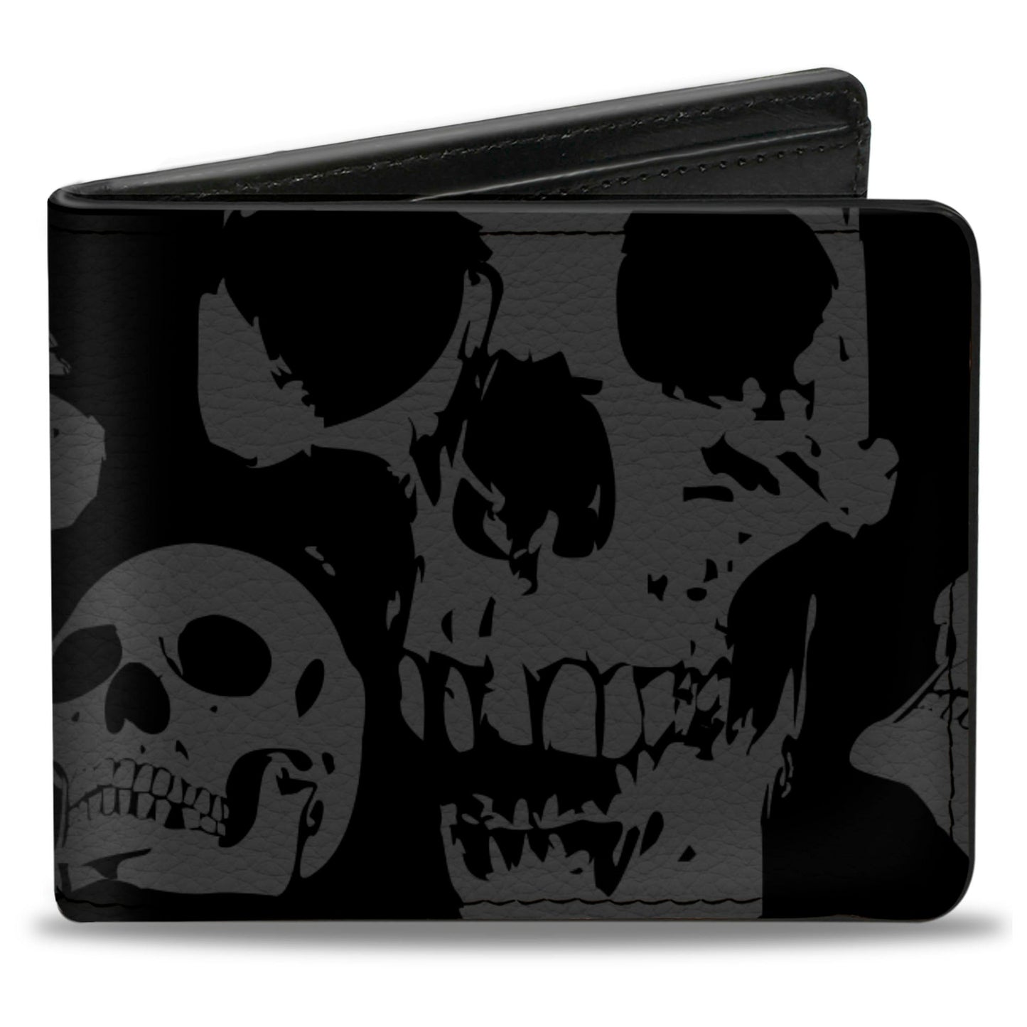 Bi-Fold Wallet - Skulls Stacked Weathered Black Gray