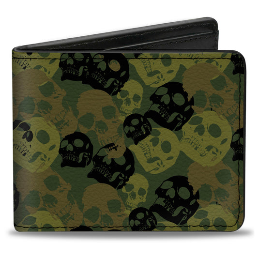Bi-Fold Wallet - Camo Olive Black Skull Yard2