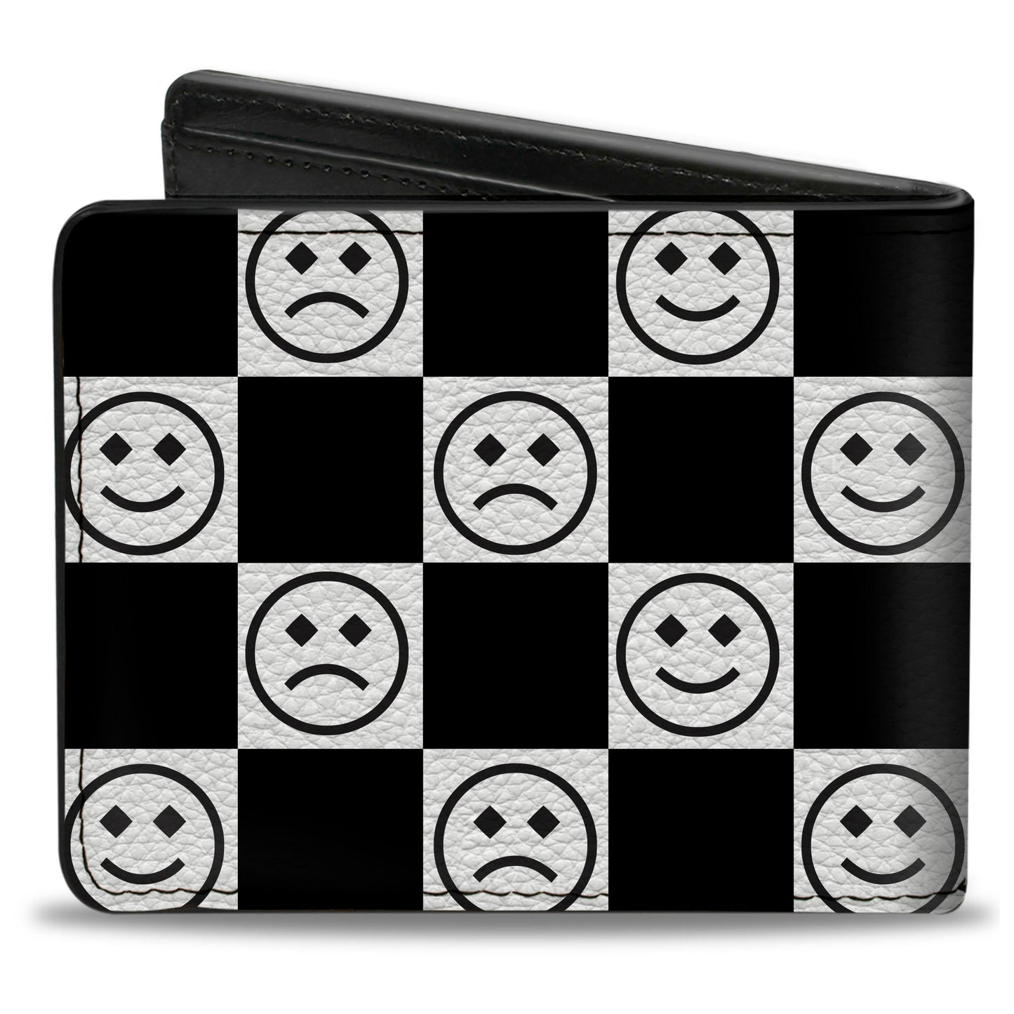 Bi-Fold Wallet - Smiley Sad Face Checker Black/White