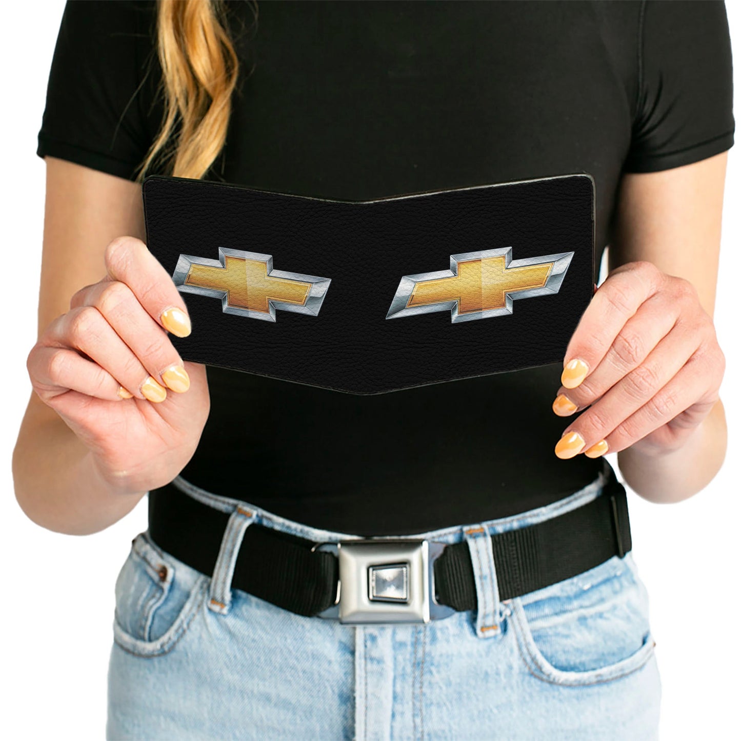 Bi-Fold Wallet - Chevy Bowtie Black Gold Logo CENTERED