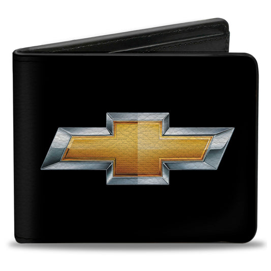 Bi-Fold Wallet - Chevy Bowtie Black Gold Logo CENTERED
