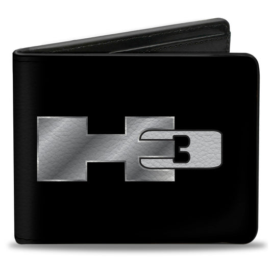 Bi-Fold Wallet - H3 Black Silver Logo CENTERED
