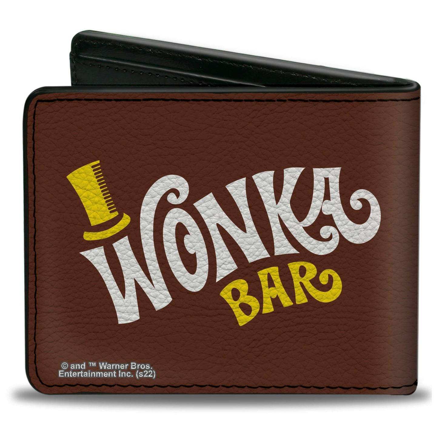 Bi-Fold Wallet - Willy Wonka and the Chocolate Factory WONKA BAR Wrapper Logo Brown Yellow White
