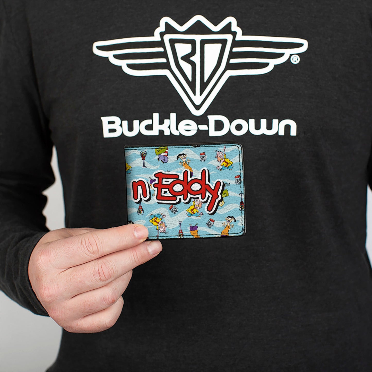 Bi-Fold Wallet - ED EDD N EDDY Title Logo and Character Poses Scattered Blues
