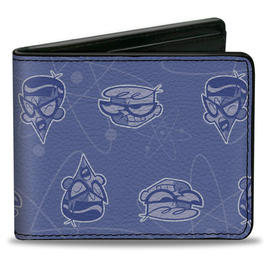 Bi-Fold Wallet - Dexter's Laboratory Dexter and Mandark Face Collage Blues