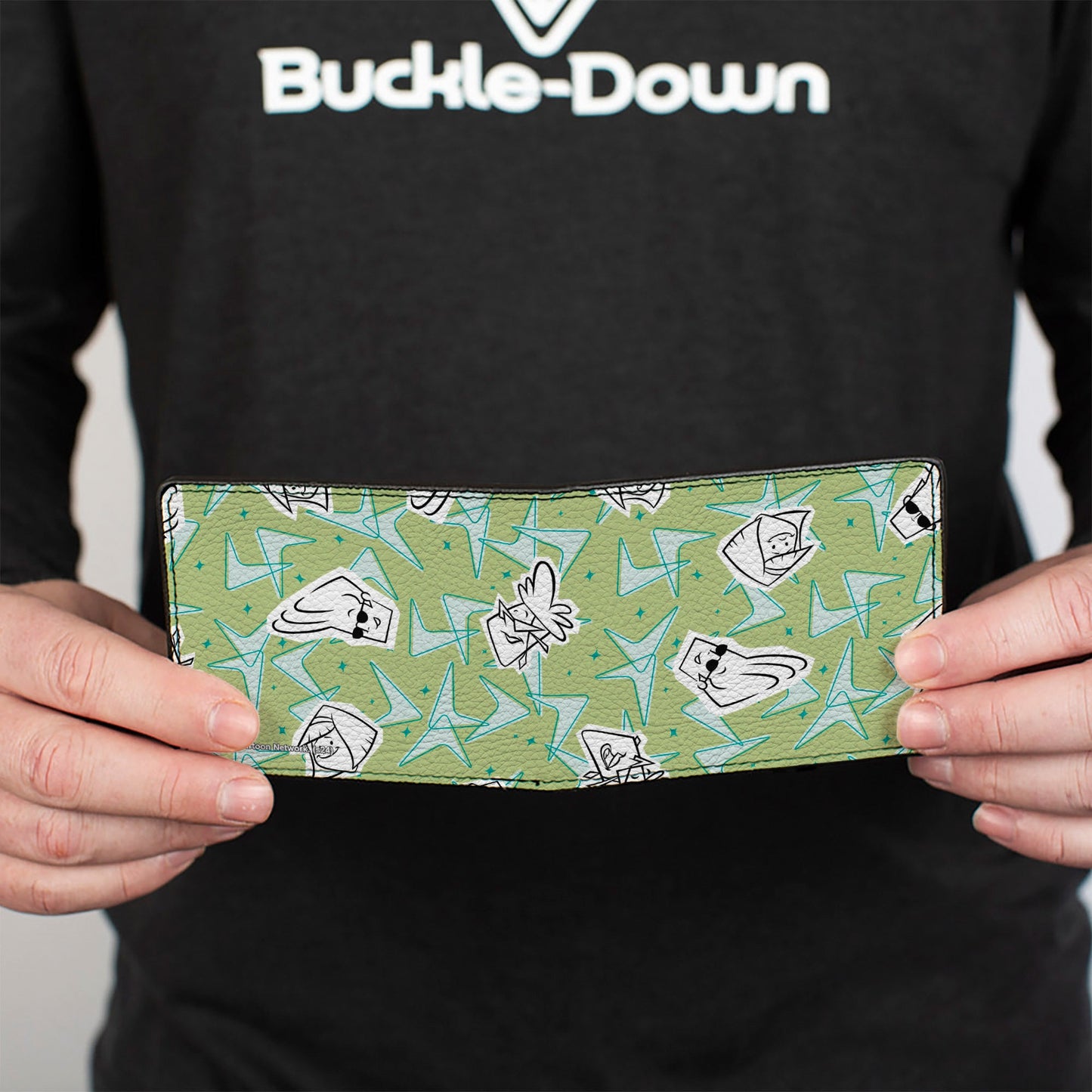 Bi-Fold Wallet - Johnny Bravo Little Suzy and Bunny Bravo Faces Collage Greens