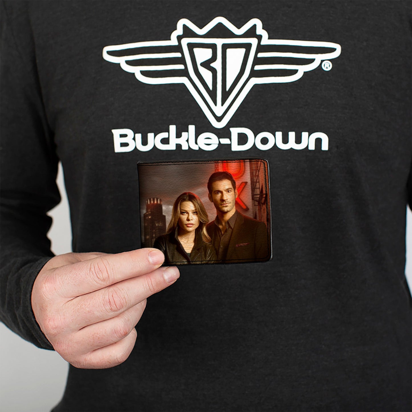 Bi-Fold Wallet - LUCIFER Title Logo and Detective Chloe Lux Nightclub Pose