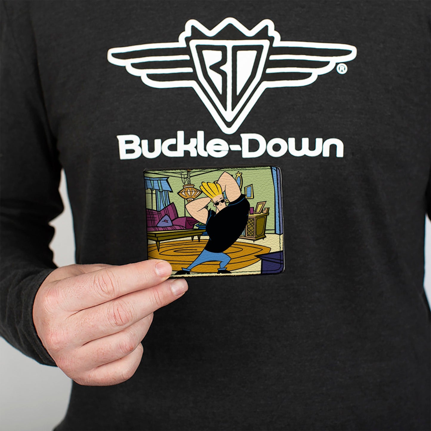 Bi-Fold Wallet - JOHNNY BRAVO Living Room Flex Pose and Title Logo