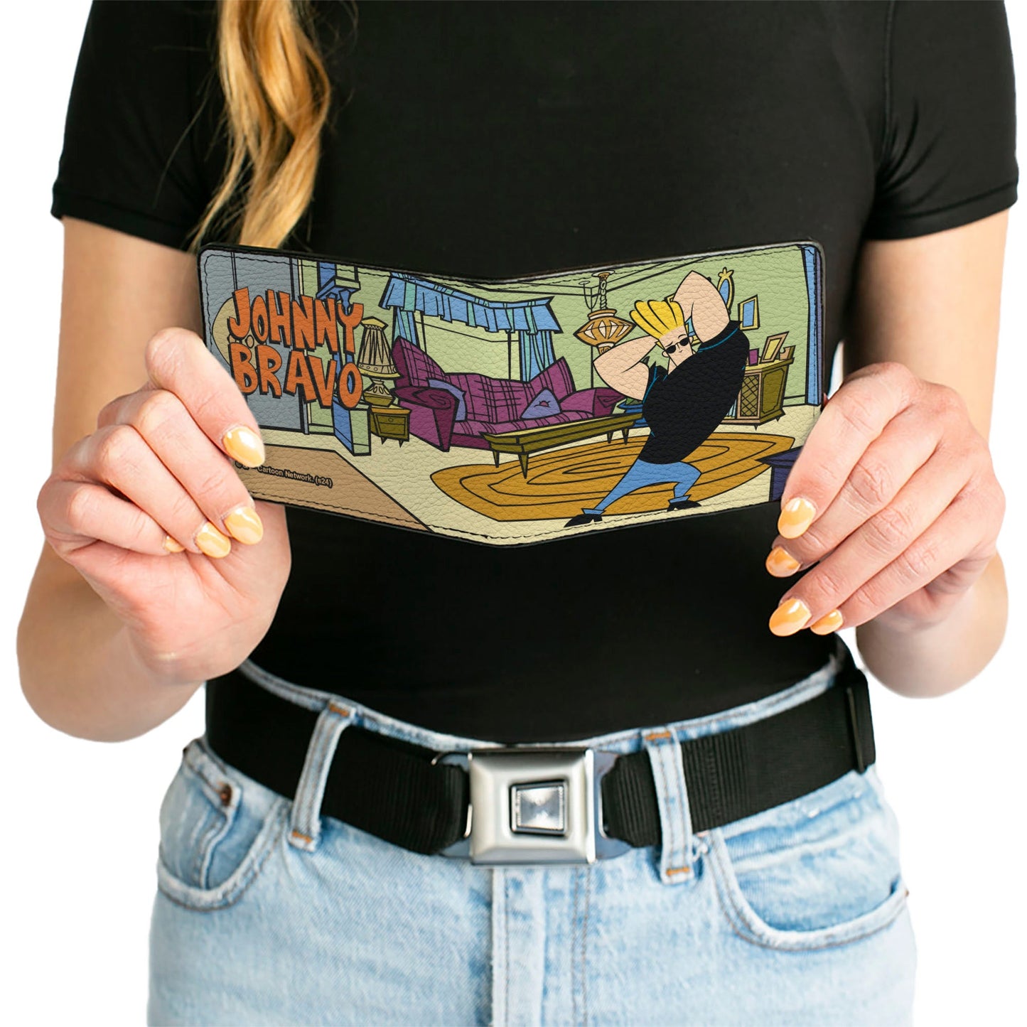 Bi-Fold Wallet - JOHNNY BRAVO Living Room Flex Pose and Title Logo