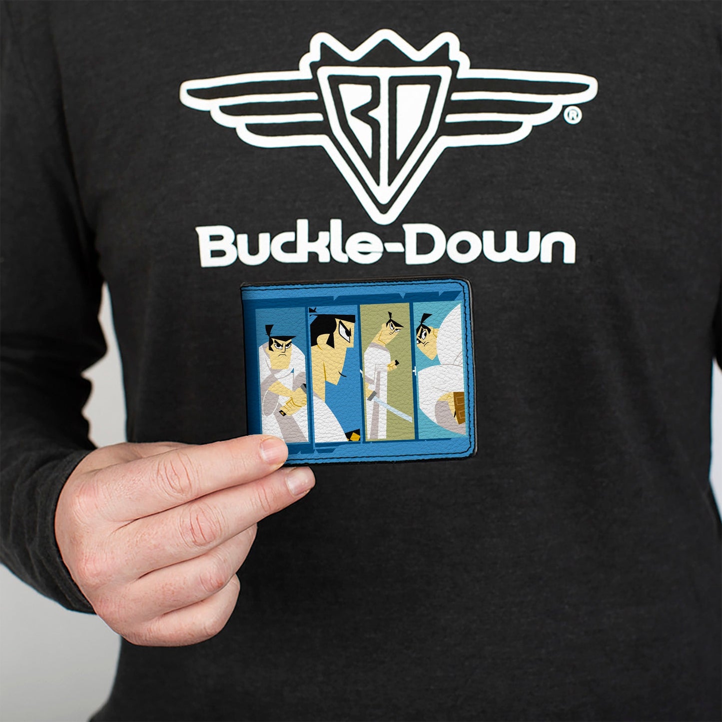 Bi-Fold Wallet - SAMURAI JACK Pose Blocks and Title Logo Blues/White