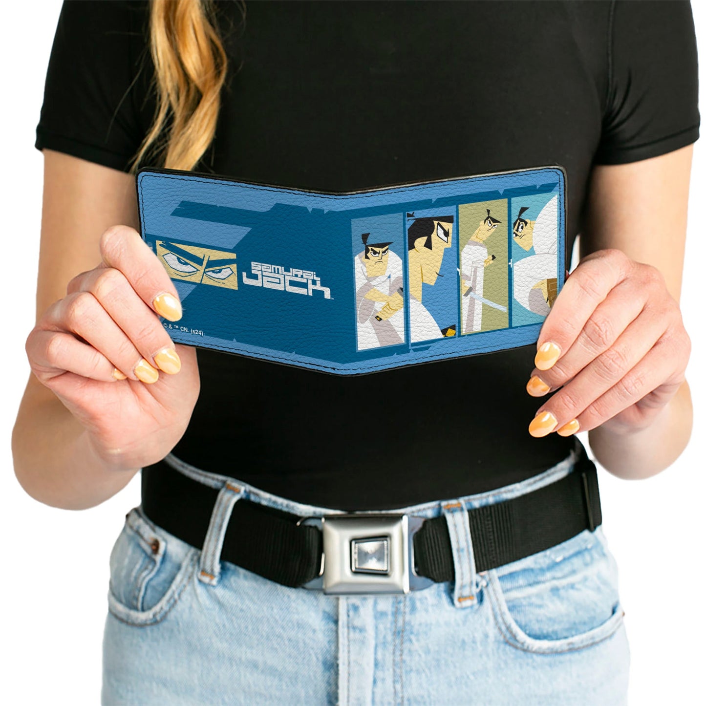 Bi-Fold Wallet - SAMURAI JACK Pose Blocks and Title Logo Blues/White