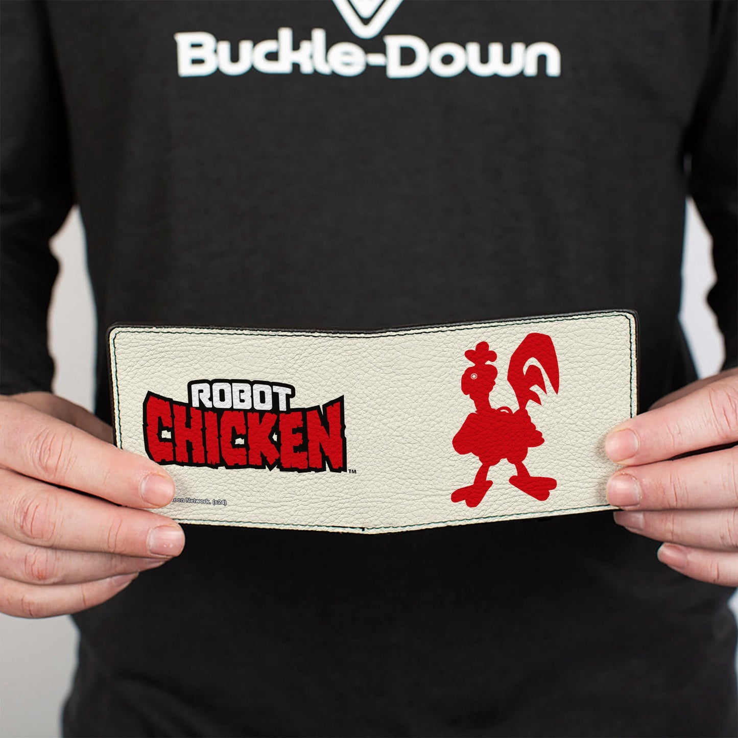 Bi-Fold Wallet - ROBOT CHICKEN Silhouette Chicken and Title Logo Ivory/Red