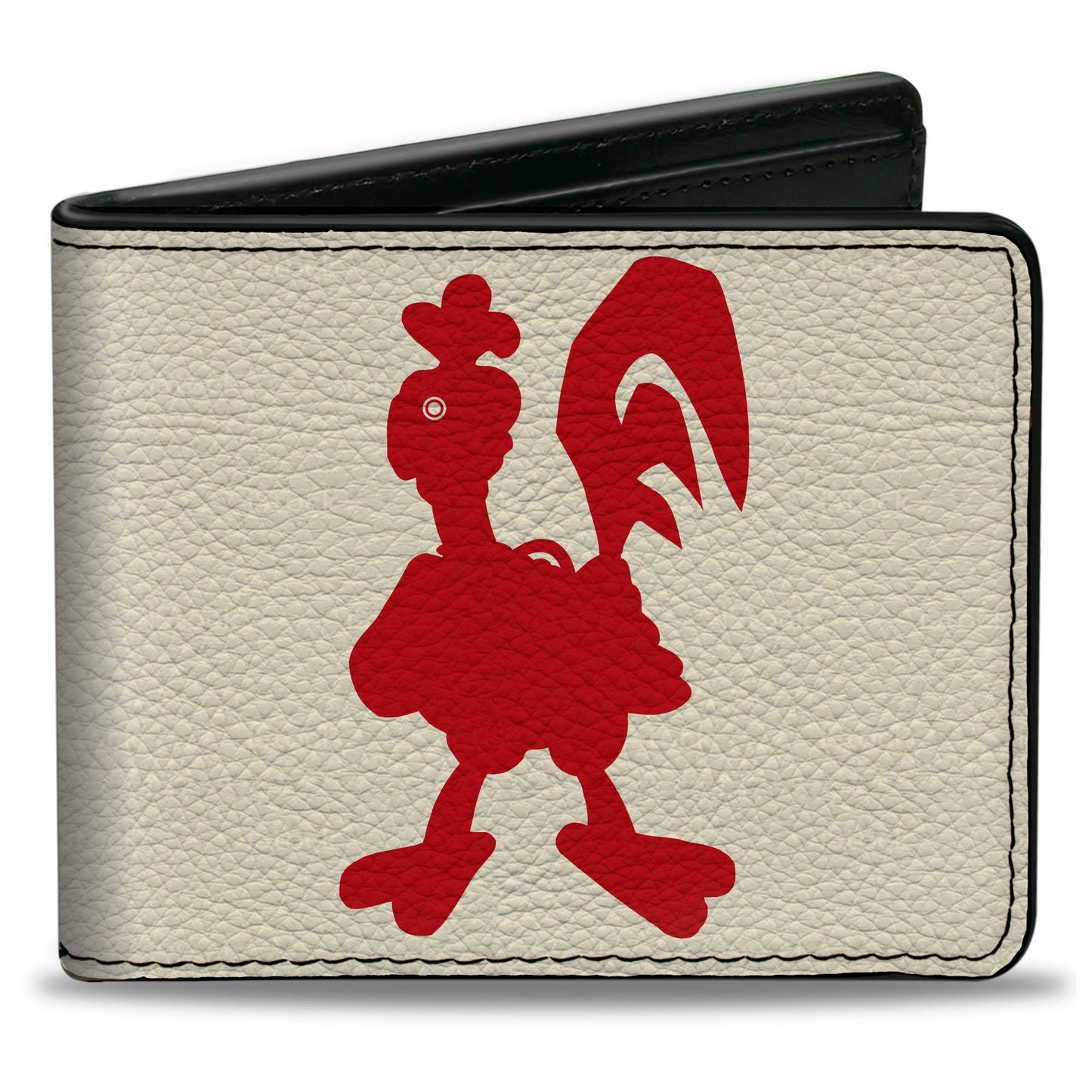 Bi-Fold Wallet - ROBOT CHICKEN Silhouette Chicken and Title Logo Ivory/Red