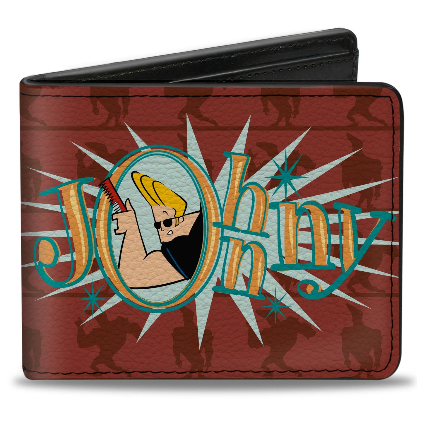 Bi-Fold Wallet - JOHNNY BRAVO Title Logo and Flex Pose Turns Reds