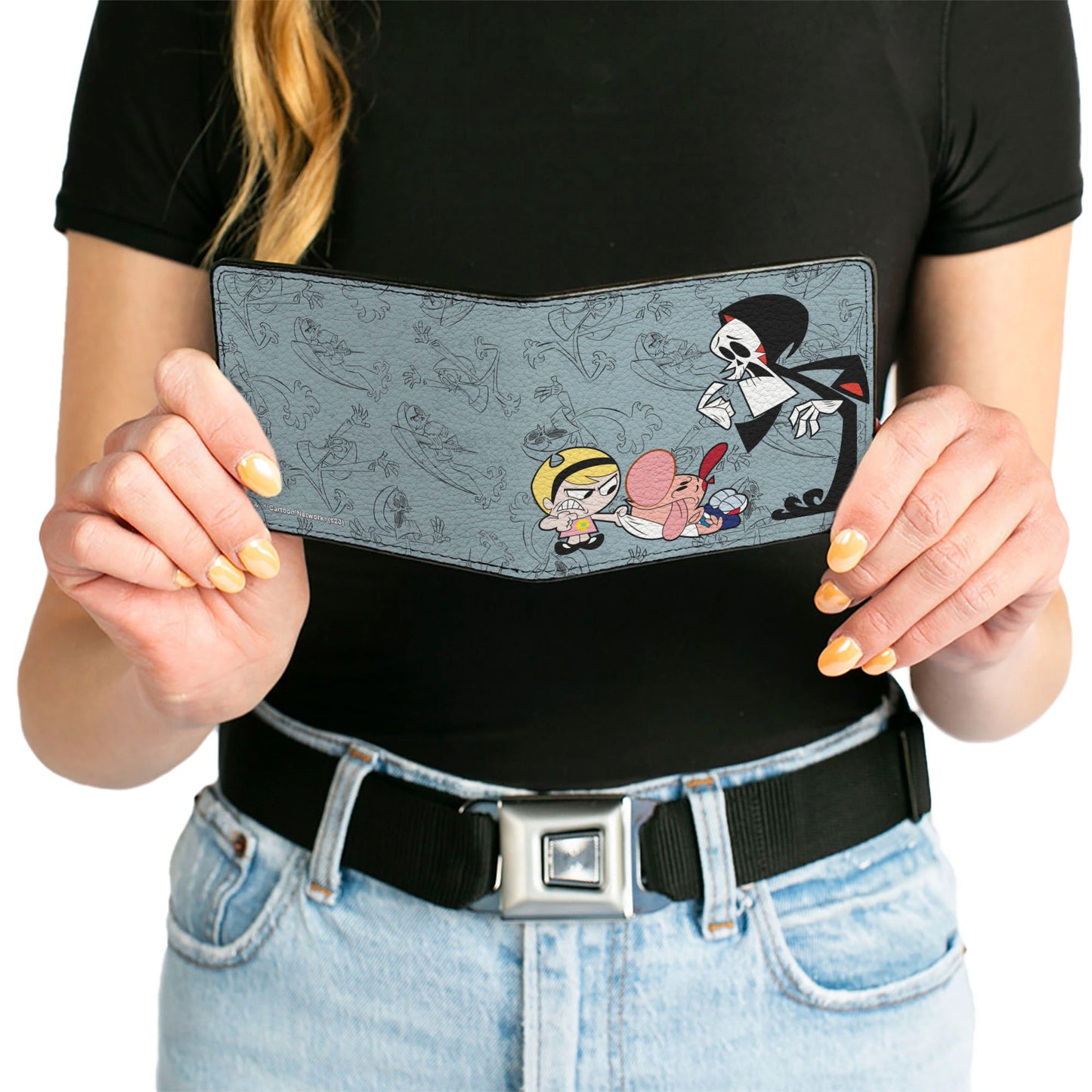 Bi-Fold Wallet - The Grim Adventures of Billy & Mandy Group Pose and Grim Sketches Gray
