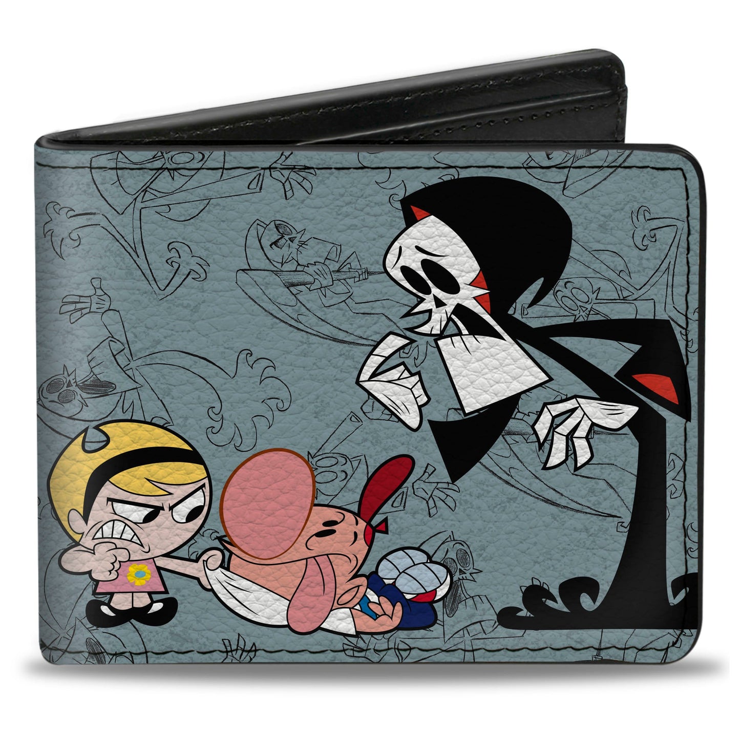 Bi-Fold Wallet - The Grim Adventures of Billy & Mandy Group Pose and Grim Sketches Gray