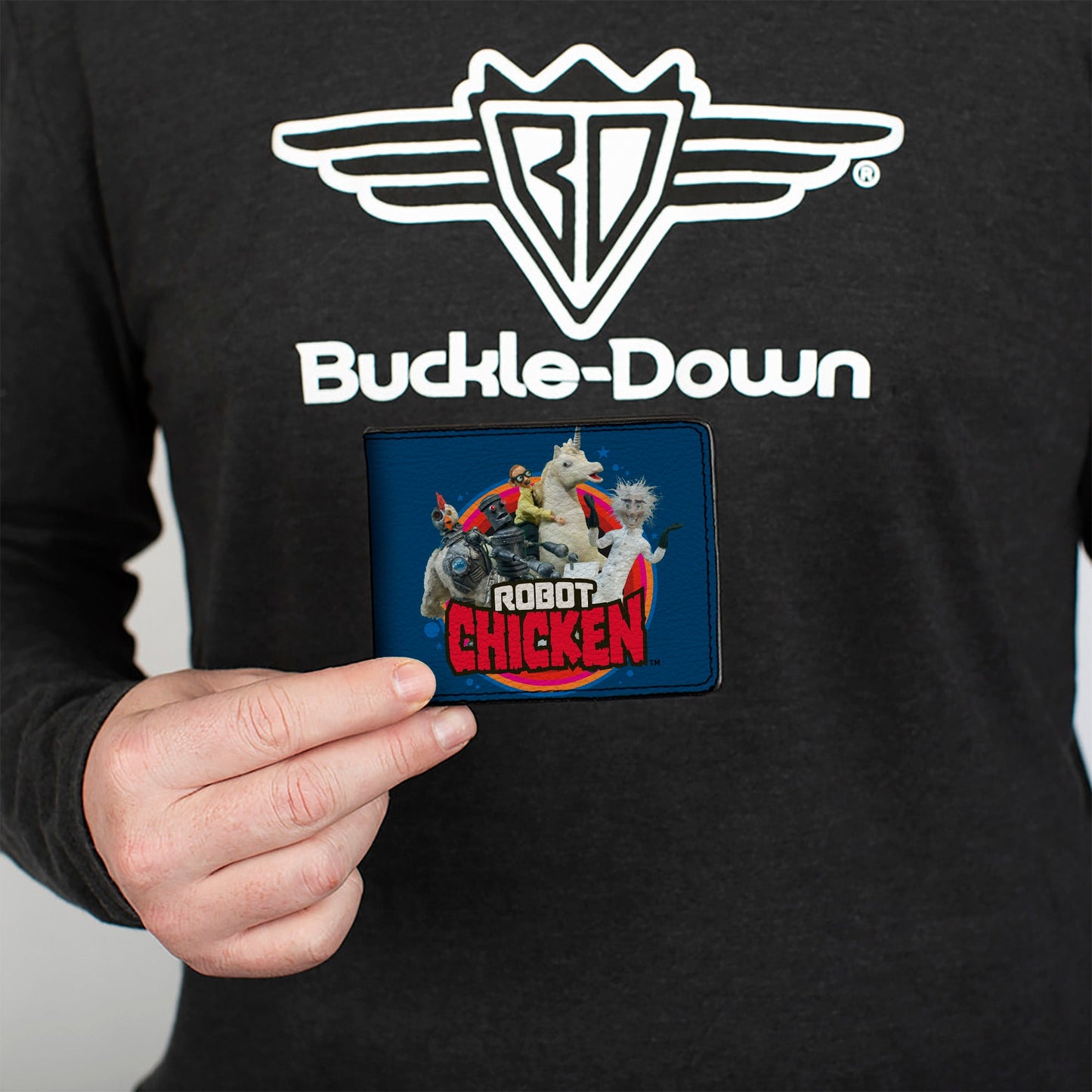 Bi-Fold Wallet - ROBOT CHICKEN Title Logo and Group Pose Blue