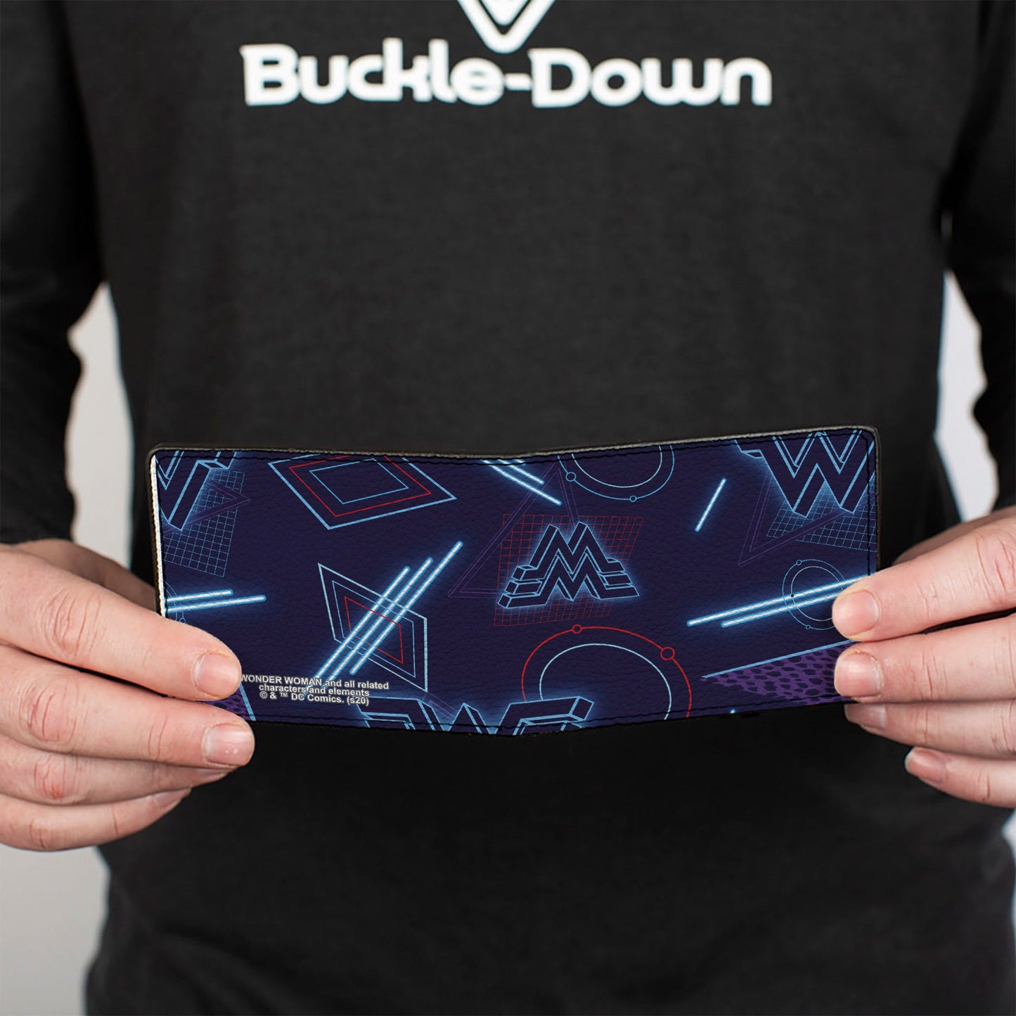 Bi-Fold Wallet - Wonder Woman 1984 Logo 80's Neon Blues Purples Reds