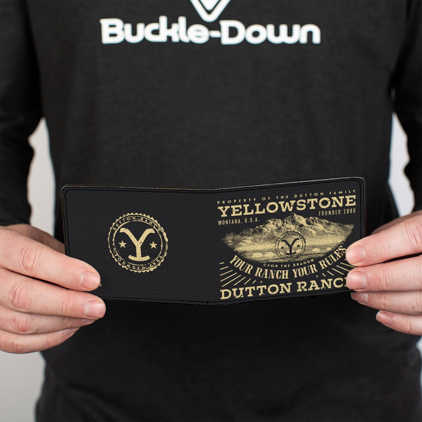 Bi-Fold Wallet - Yellowstone YOUR RANCH YOUR RULES Landscape Black/Beige
