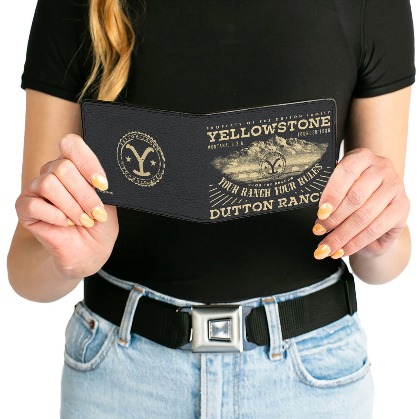 Bi-Fold Wallet - Yellowstone YOUR RANCH YOUR RULES Landscape Black/Beige