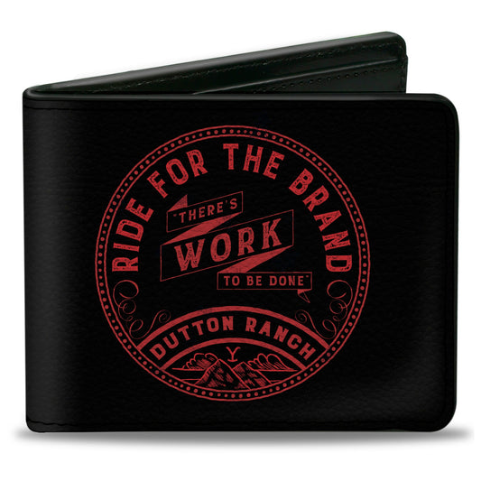 Bi-Fold Wallet - Yellowstone RIDE FOR THE BRAND DUTTON RANCH Logo Black/Red