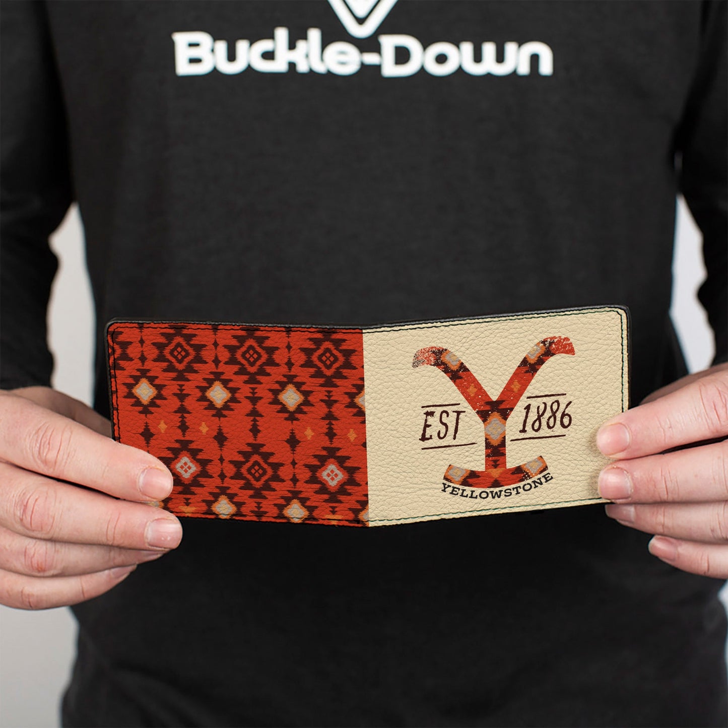 Bi-Fold Wallet - Yellowstone Dutton Ranch EST 1886 and Native American Pattern Multi Color/Beige
