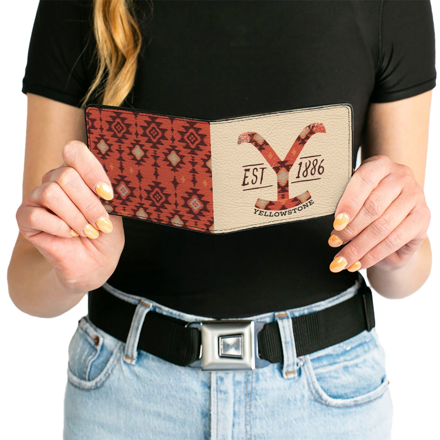 Bi-Fold Wallet - Yellowstone Dutton Ranch EST 1886 and Native American Pattern Multi Color/Beige
