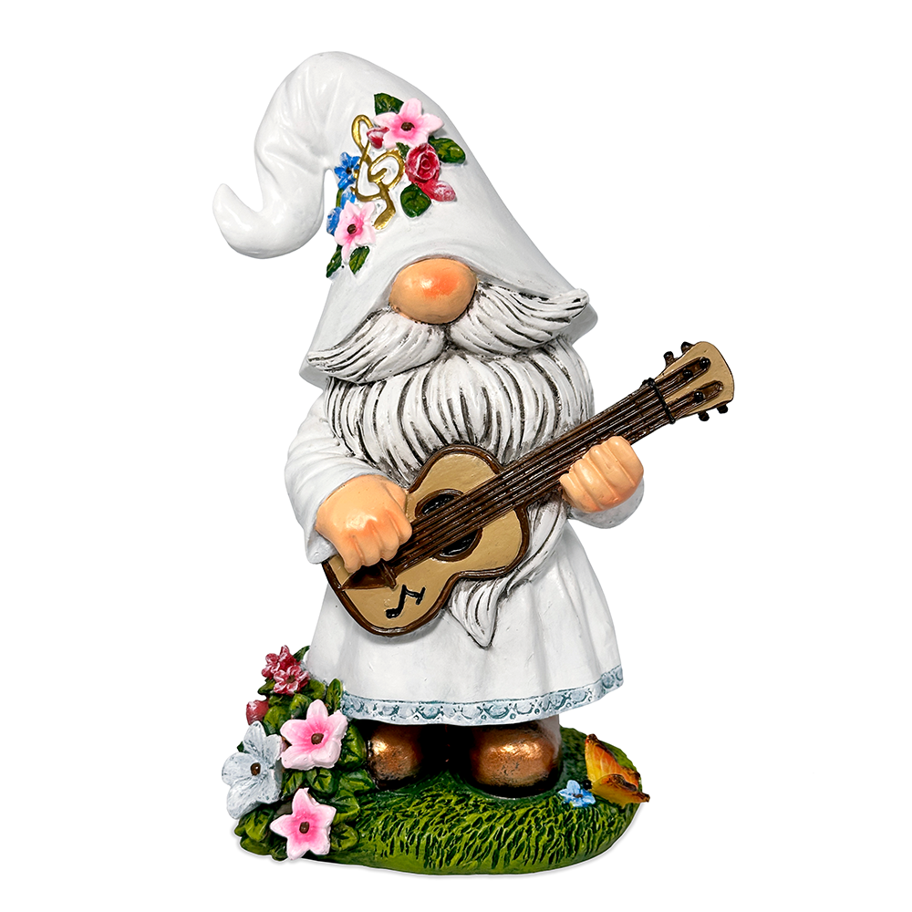 Elegant Serenader Garden Statue, 8" Romantic Musician Figurine Outdoor Decor