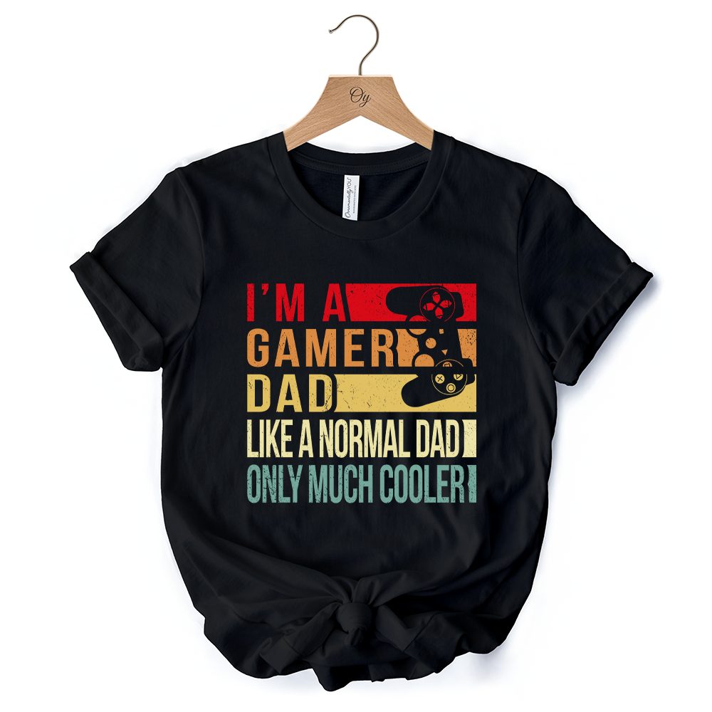 Gamer Dad Controller T-Shirt, Black Funny Tee for Cool Fathers