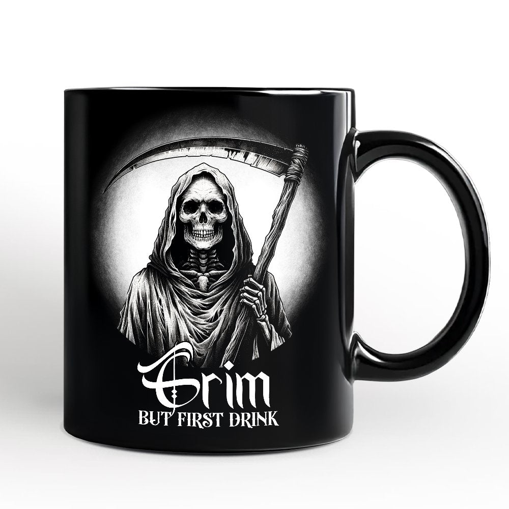 Grim Reaper Spooky Portrait Personalized Mug Horror Villain Theme Halloween Gift with Custom Name