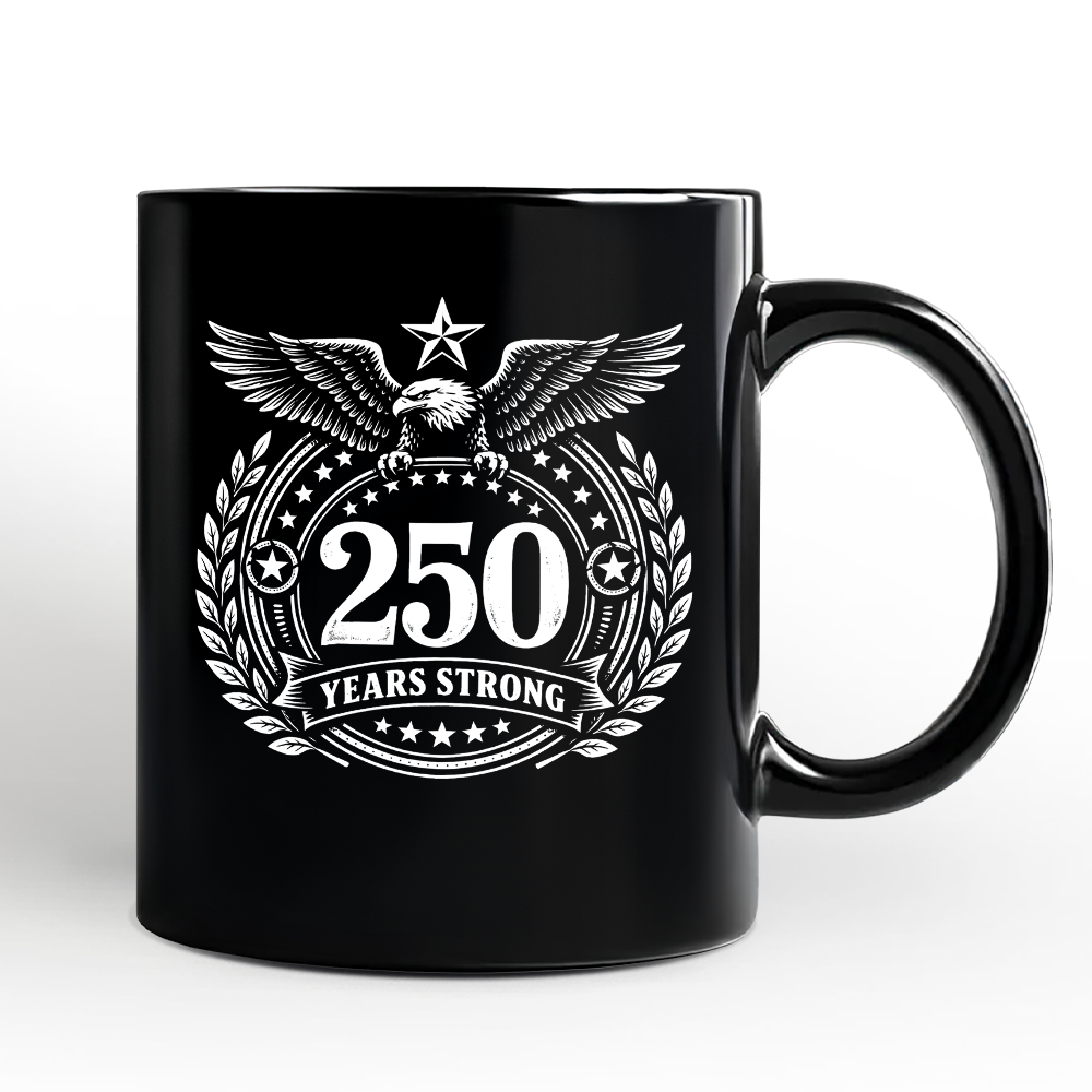 America 250 Years Strong Eagle Personalized Mug, 4th of July USA Patriotic 1776–2026 Gift with Custom Name