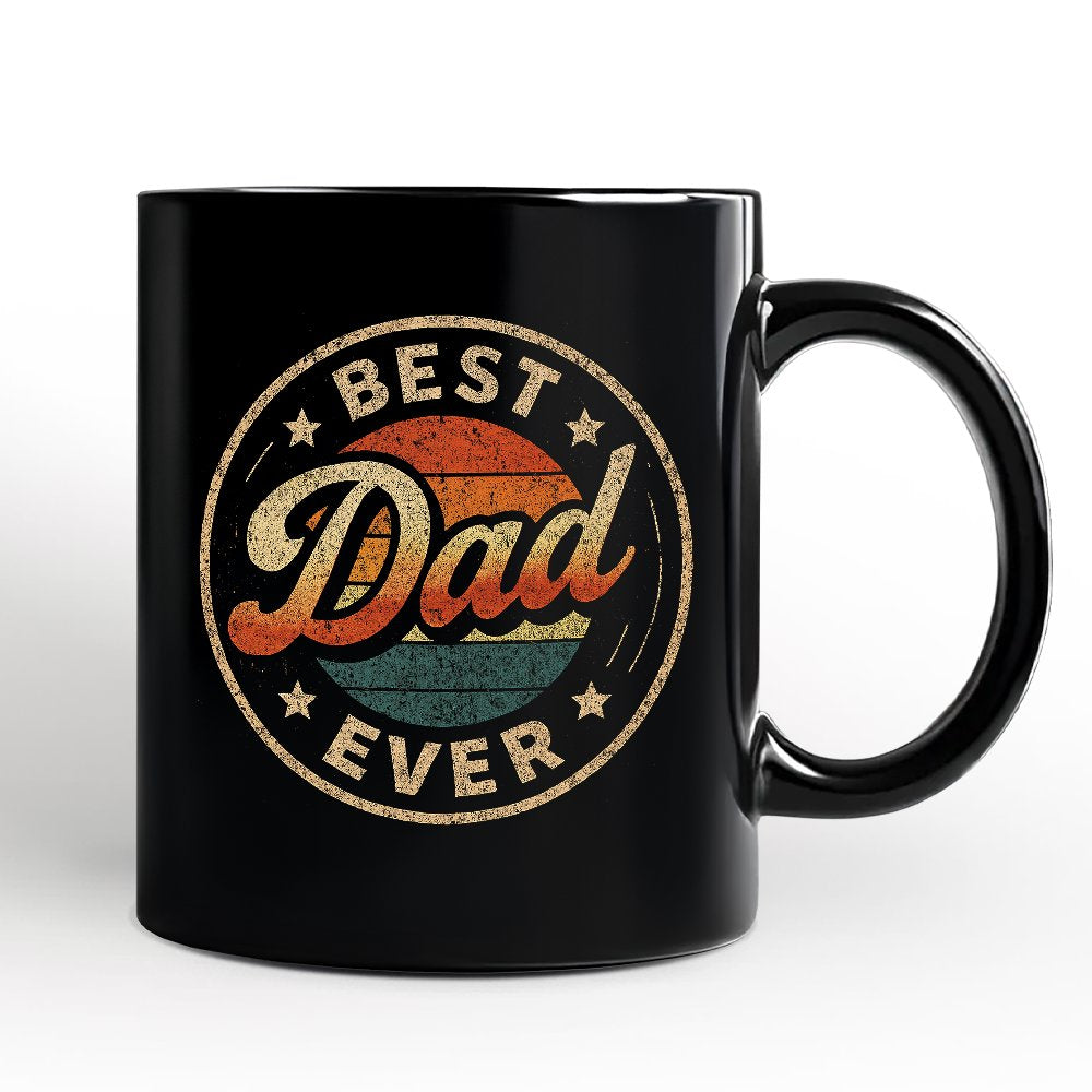 Best Dad Ever Retro Sunset Personalized Mug, Vintage Fathers Gift with Custom Name