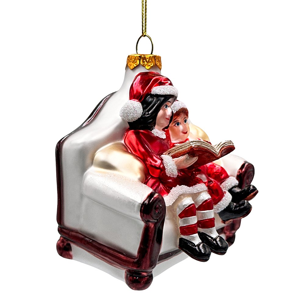 Charming Kids on the Couch Glass Christmas Ornament, Sentimental Holiday Tree Decor