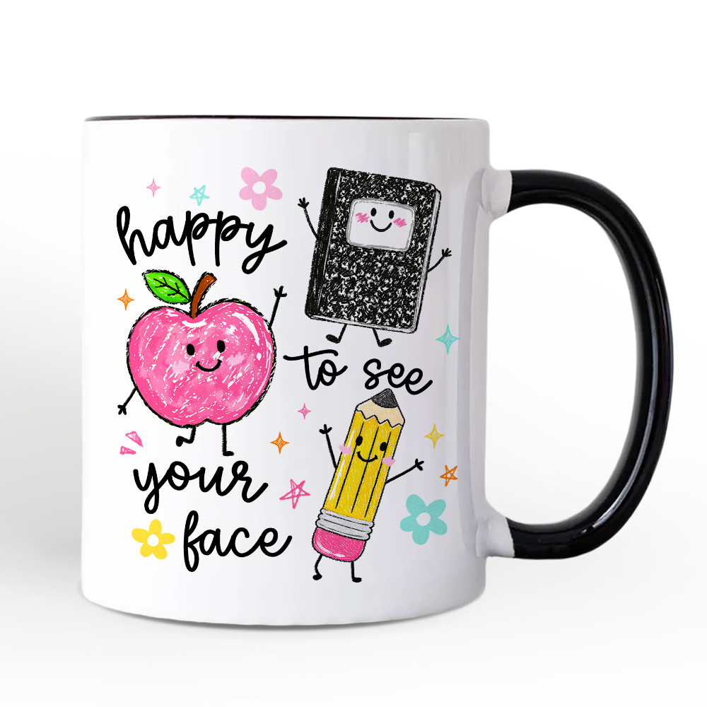 Happy to See Your Face Personalized Mug, Cute Back to School Teachers Gift with Custom Name