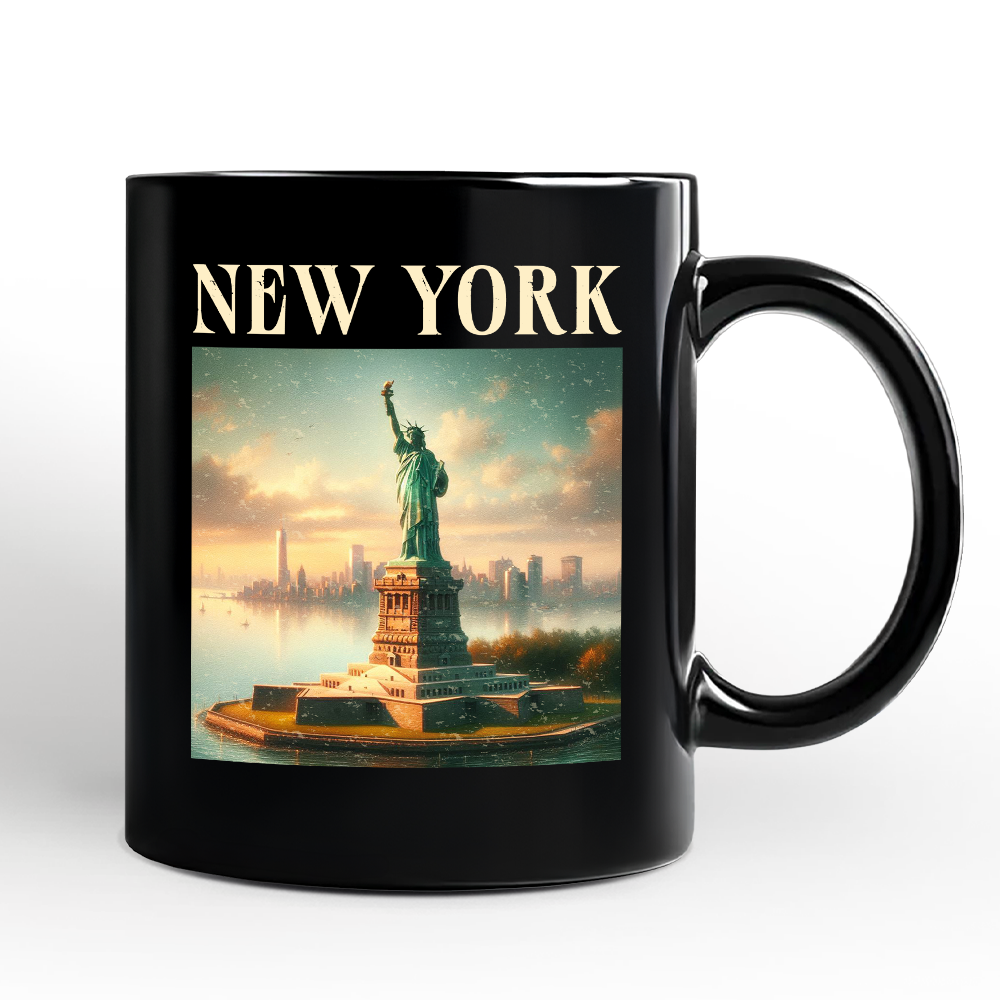 Iconic New York State Statue of  Liberty Personalized Mug, Patriotic American Landmark Gift and Heritage Souvenir with Custom Name