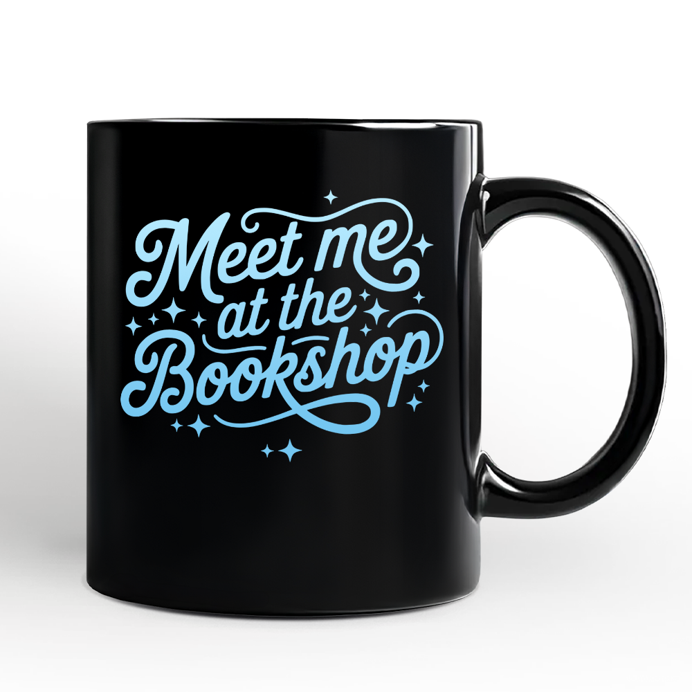 Meet Me At The Bookshop Personalized Mug, Cute Bookworm Quote Gift with Custom Name