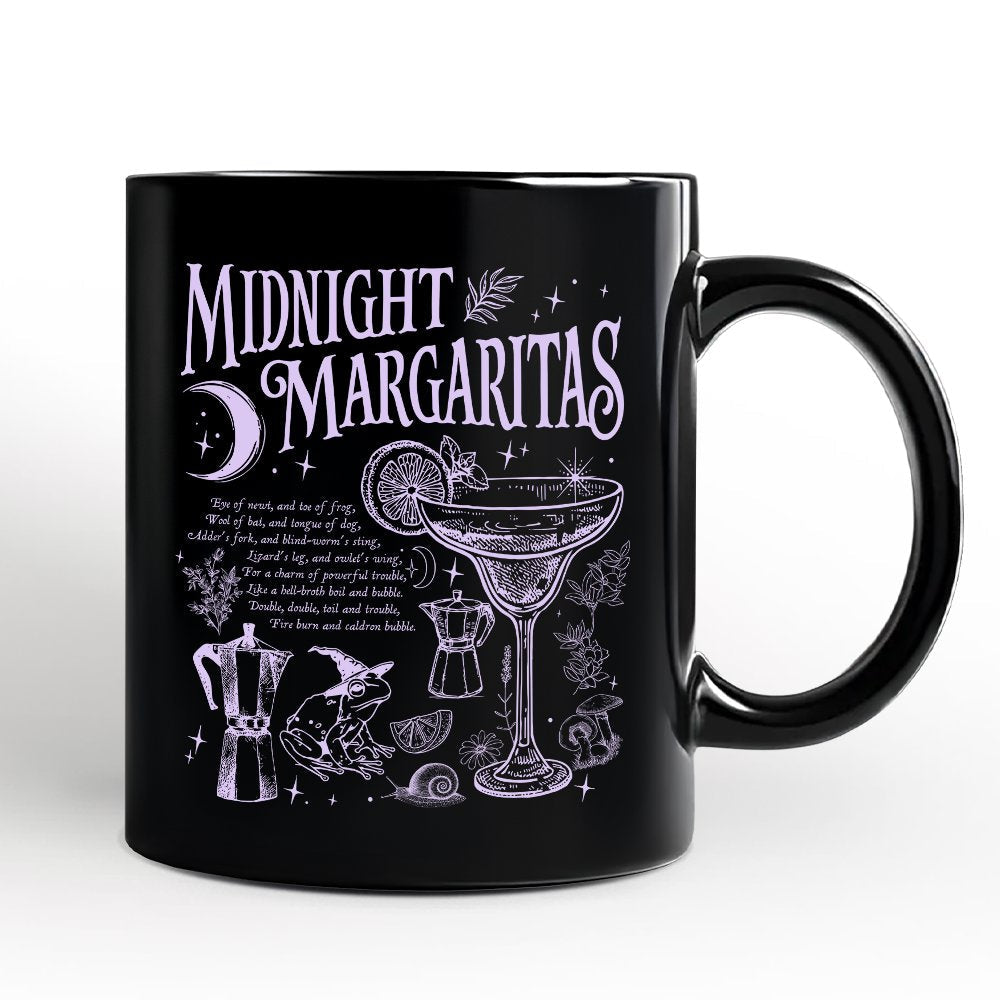 Midnight Margaritas Halloween Personalized Mug, Whimsical Gift for Drinking Witches with Custom Name