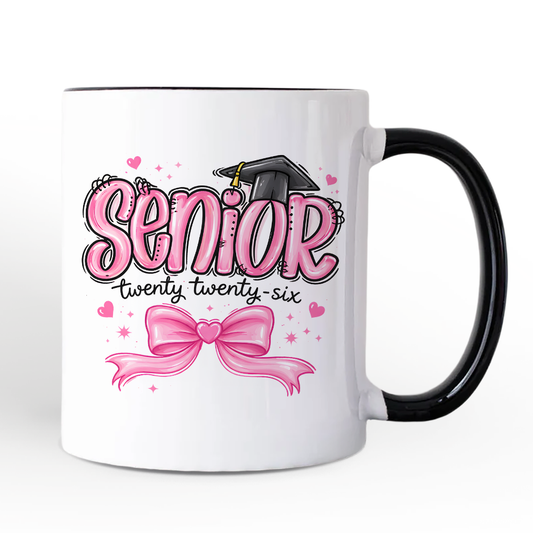 Pink Coquette Senior Class of 2026 Personalized Mug, Graduation Gift with Custom Name