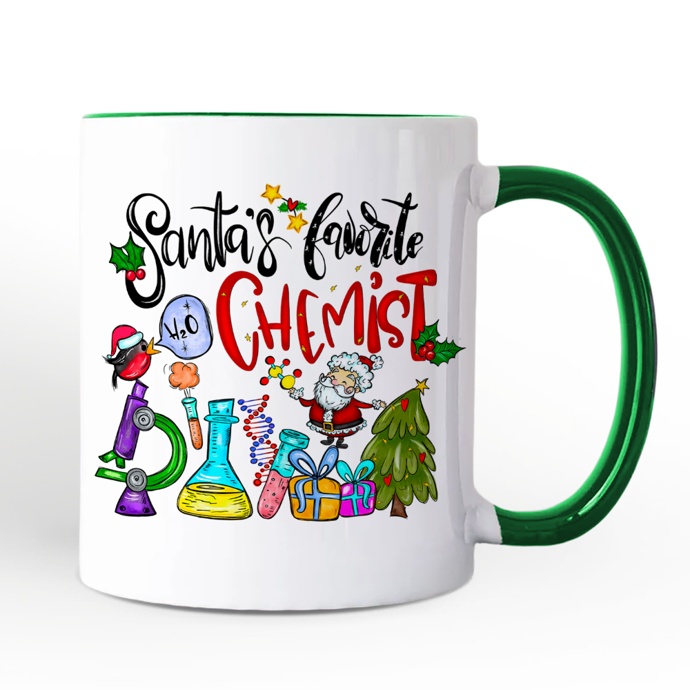 Santa's Favorite Chemist Personalized Mug, Chemistry Gift with Custom Name
