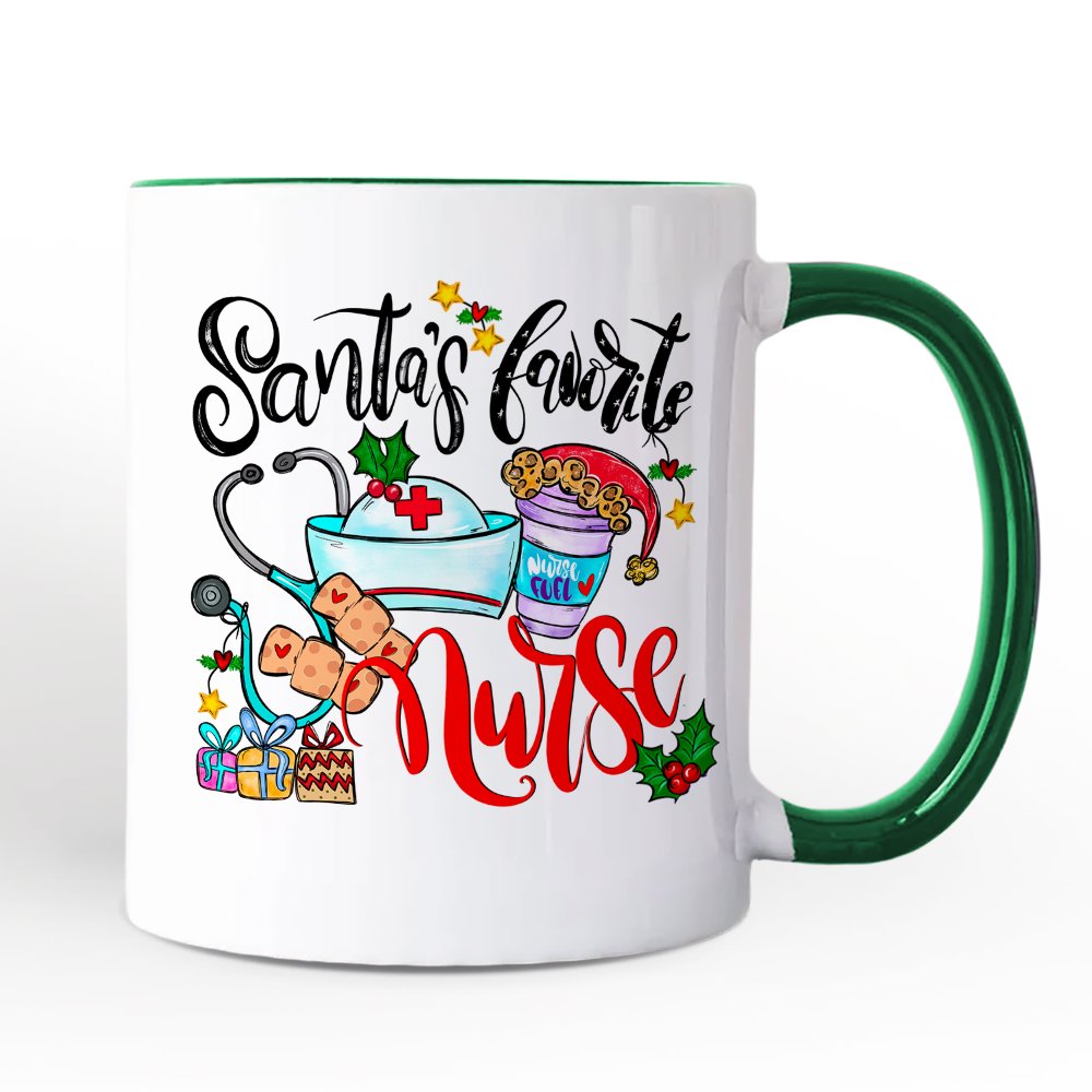 Santa’s Favorite Nurse Christmas Personalized Mug, Healthcare Appreciation Gift with Custom Name