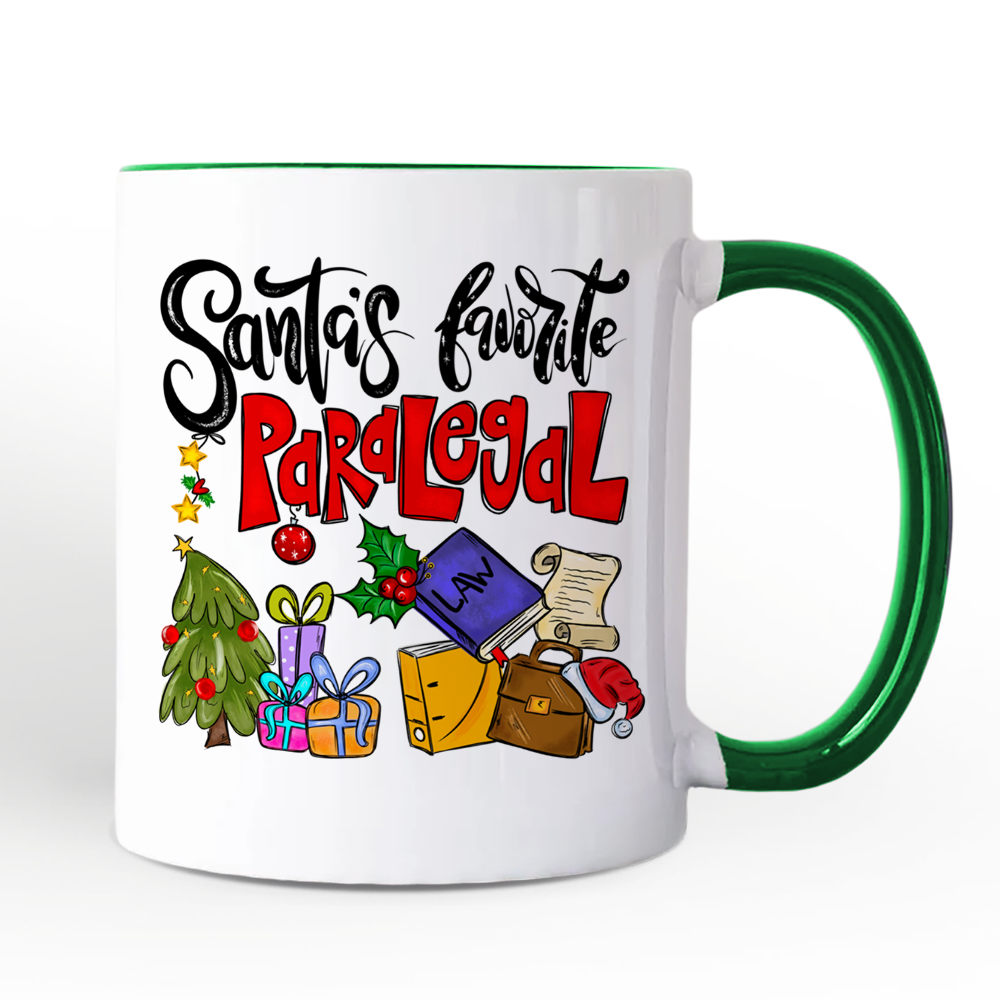 Santa's Favorite Paralegal Personalized Mug, Legal Support Appreciation Christmas Gift with Custom Name