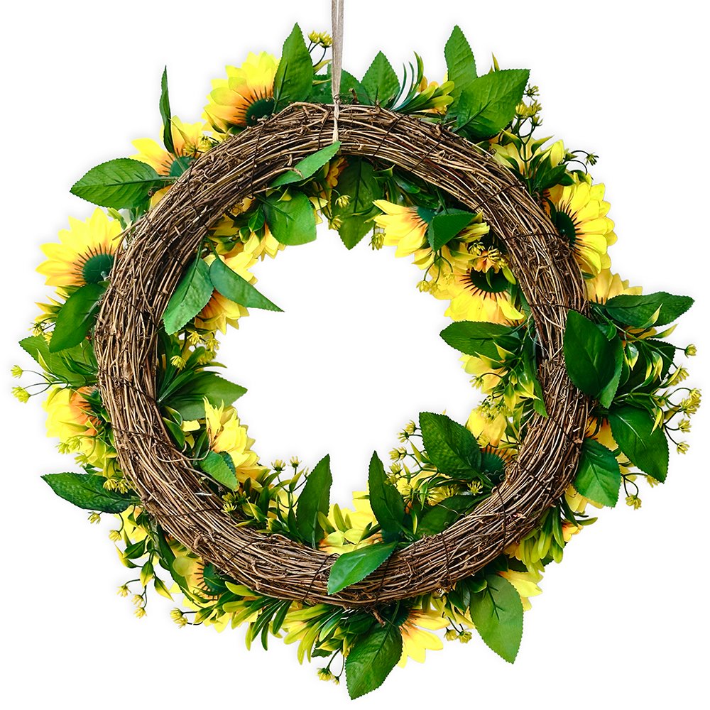 Sunflower Wreath for Front Door or Home, 20 Inches