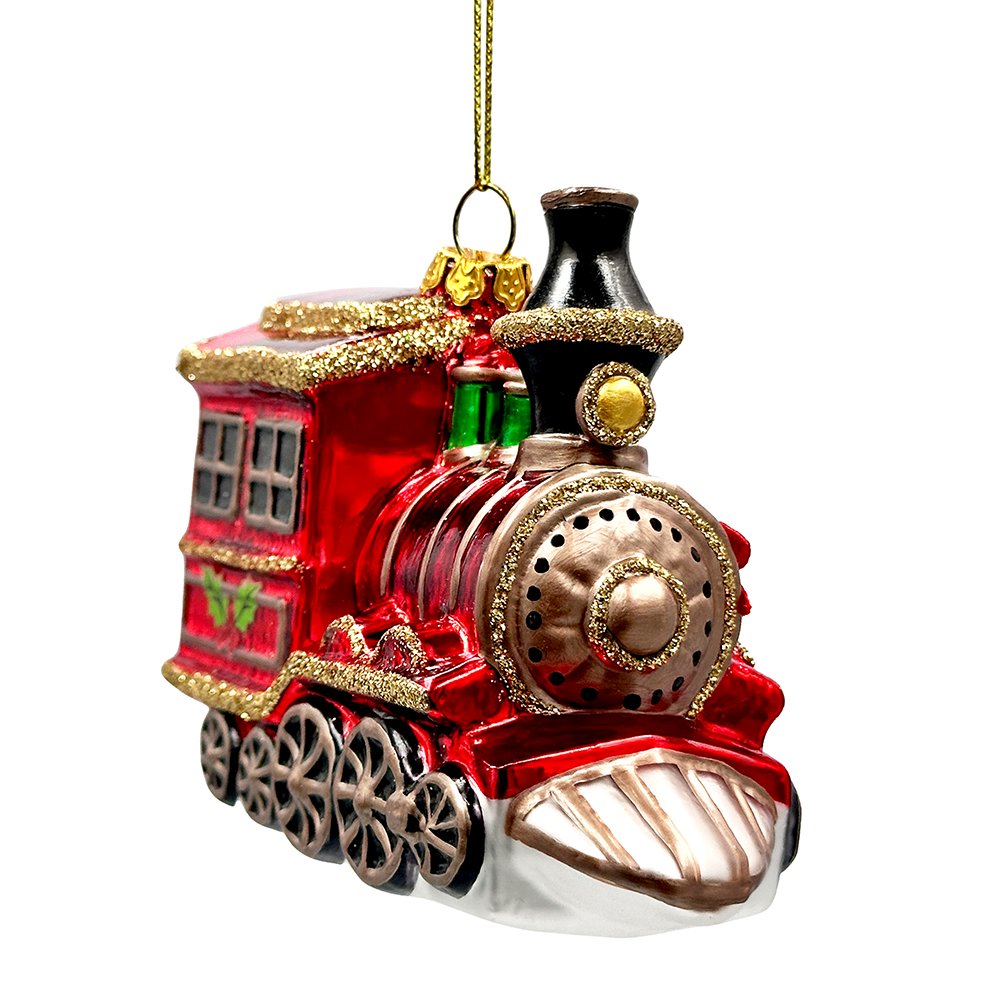 Vintage Holiday Express Train Glass Christmas Ornament