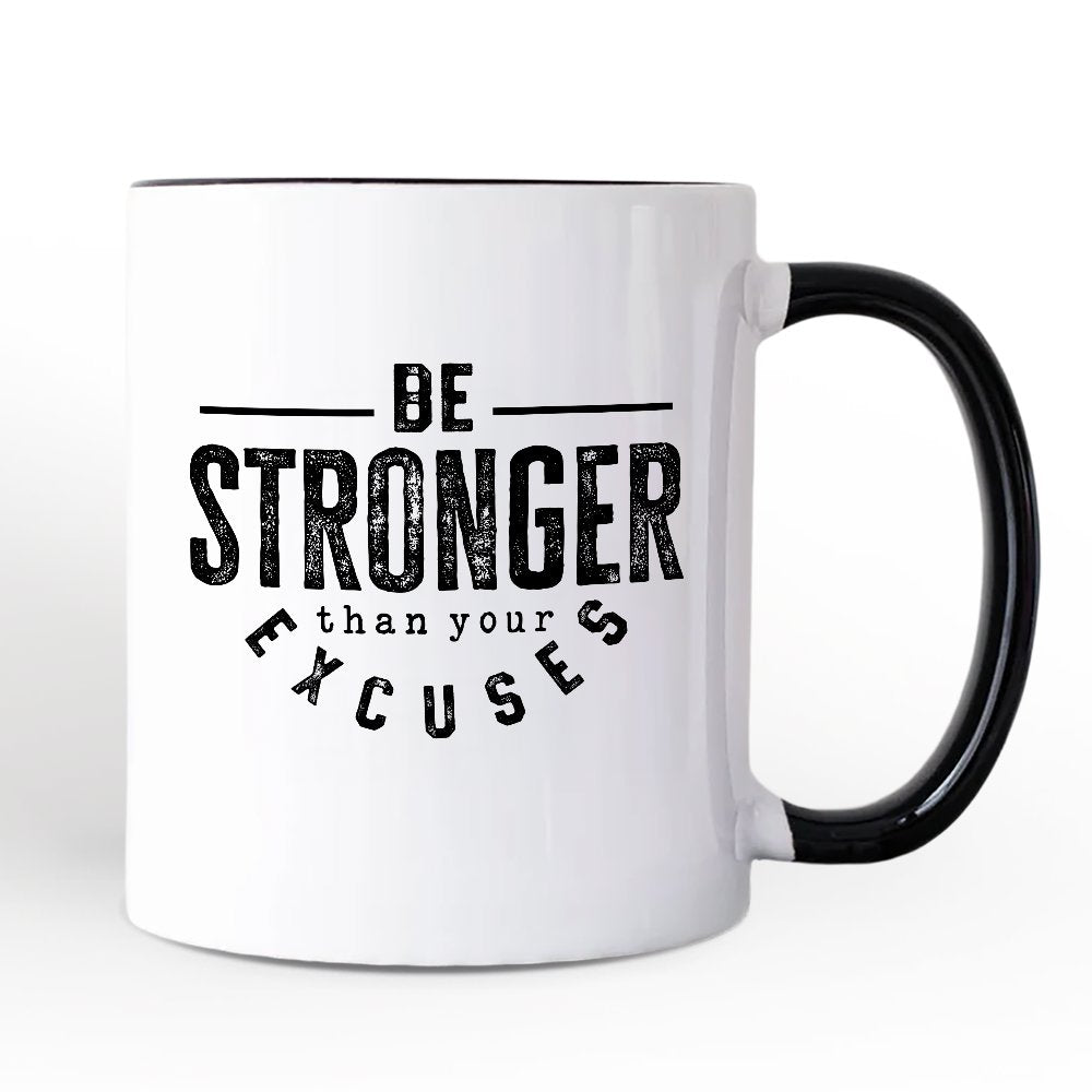 Be Stronger Than Your Excuses Personalized Mug, Motivational Gym Workout Fitness Gift with Custom Name